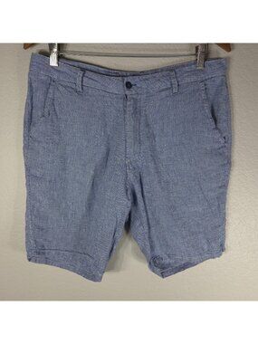 Toscano 100% Linen Shorts Mens Size 32 Heathered Blue